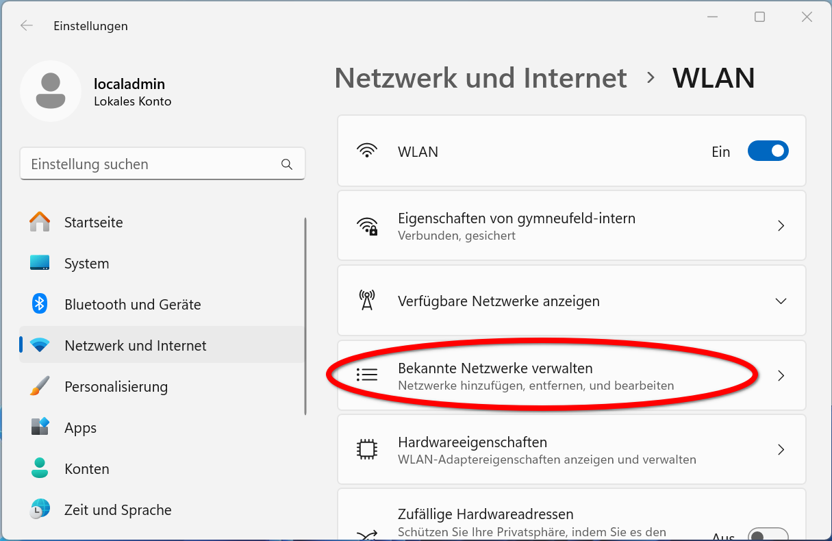 WLAN Verbindung entfernen 2