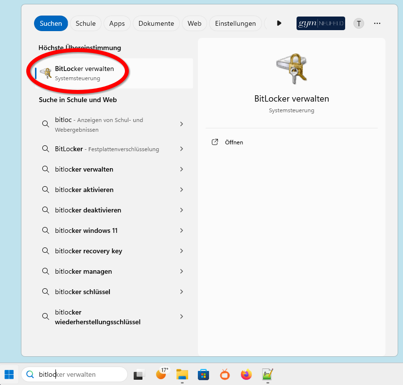 Bitlocker Verwaltung starten