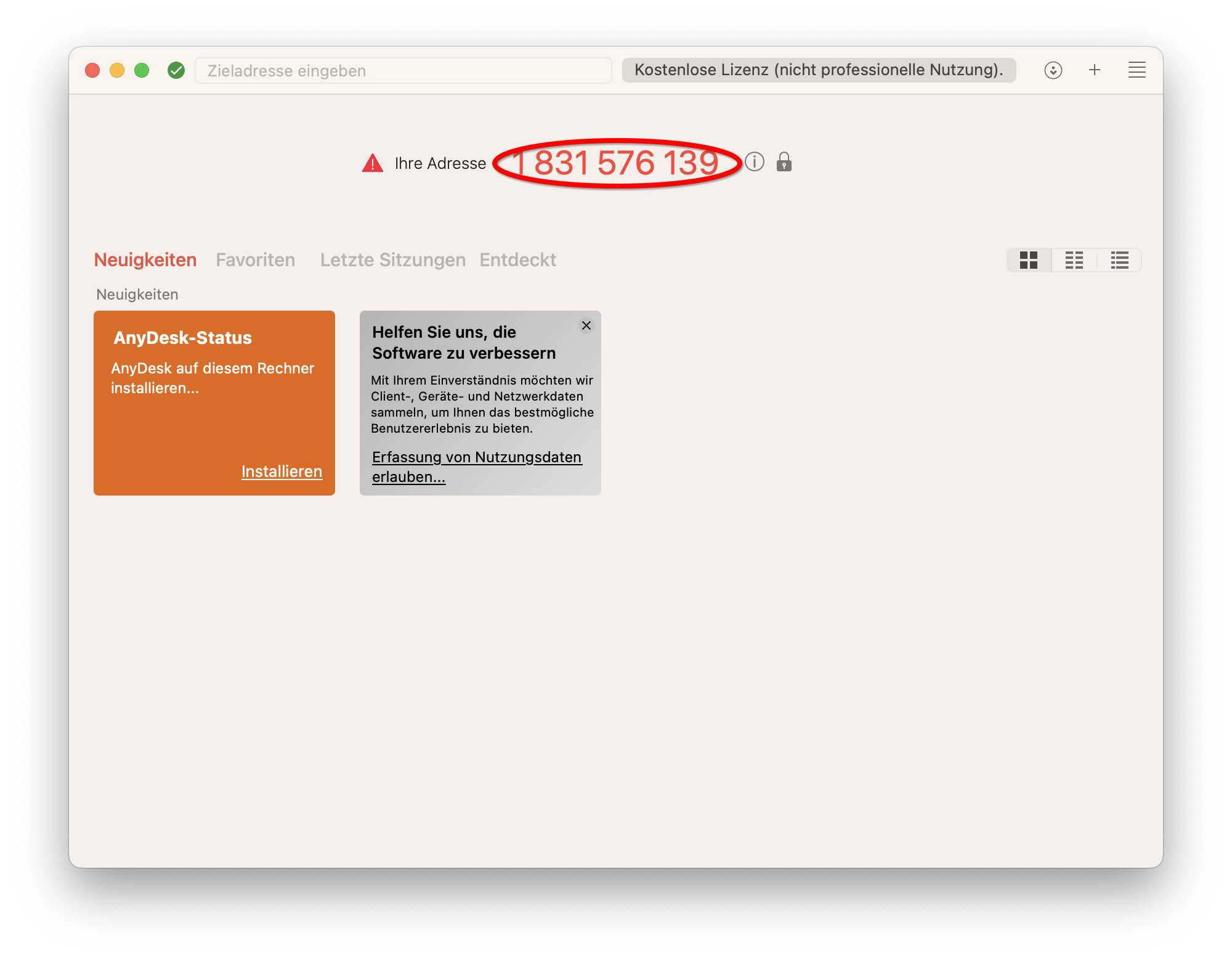 AnyDesk Adresse mitteilen