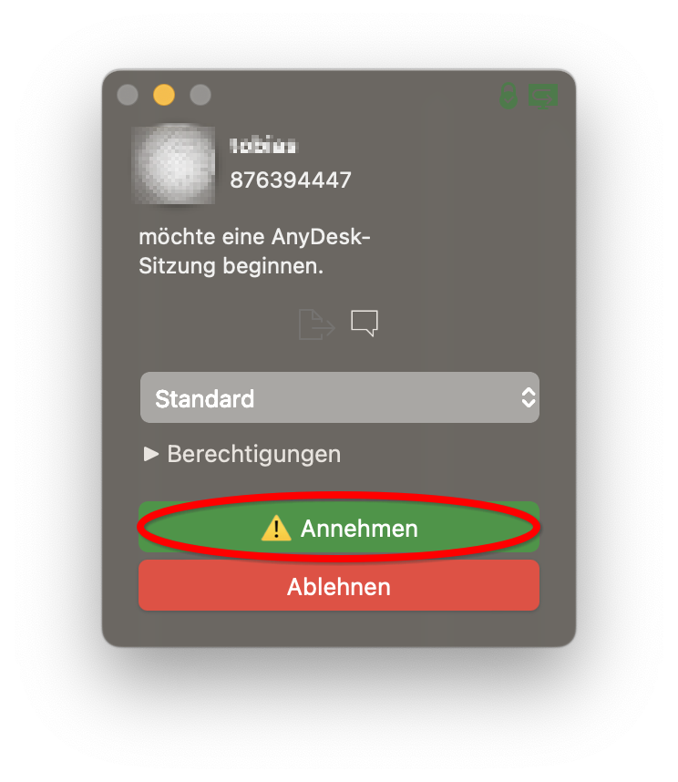 AnyDesk Verbindung akzeptieren