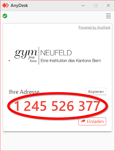 AnyDesk Adresse mitteilen